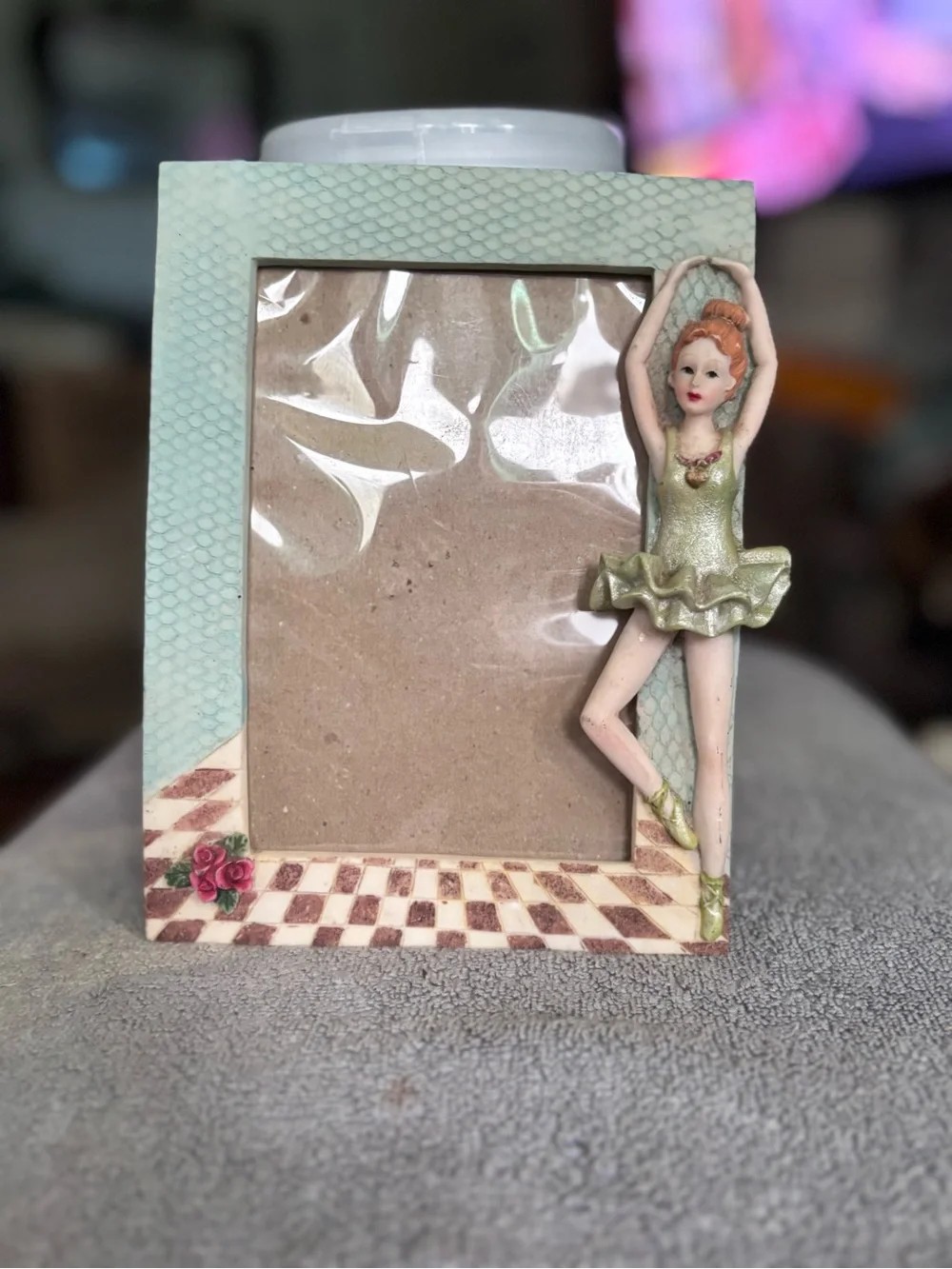Vintage Ballerina Resin Photo Frame 5x7 Freestanding Portrait Rear Loading